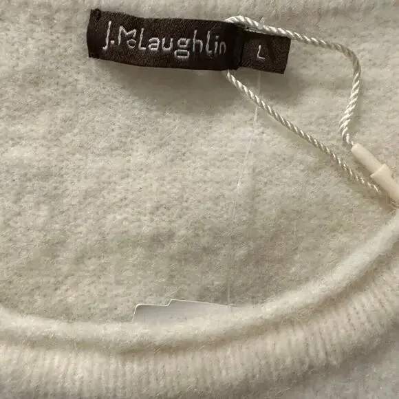 J. McLaughlin Marais Wool & Alpaca Blend Crew Neck Cream Sweater Size L NWT - Picture 4 of 7